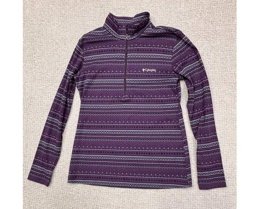 Columbia Women's Purple Print 1/4 Zip Sweatshirt Size M #66262